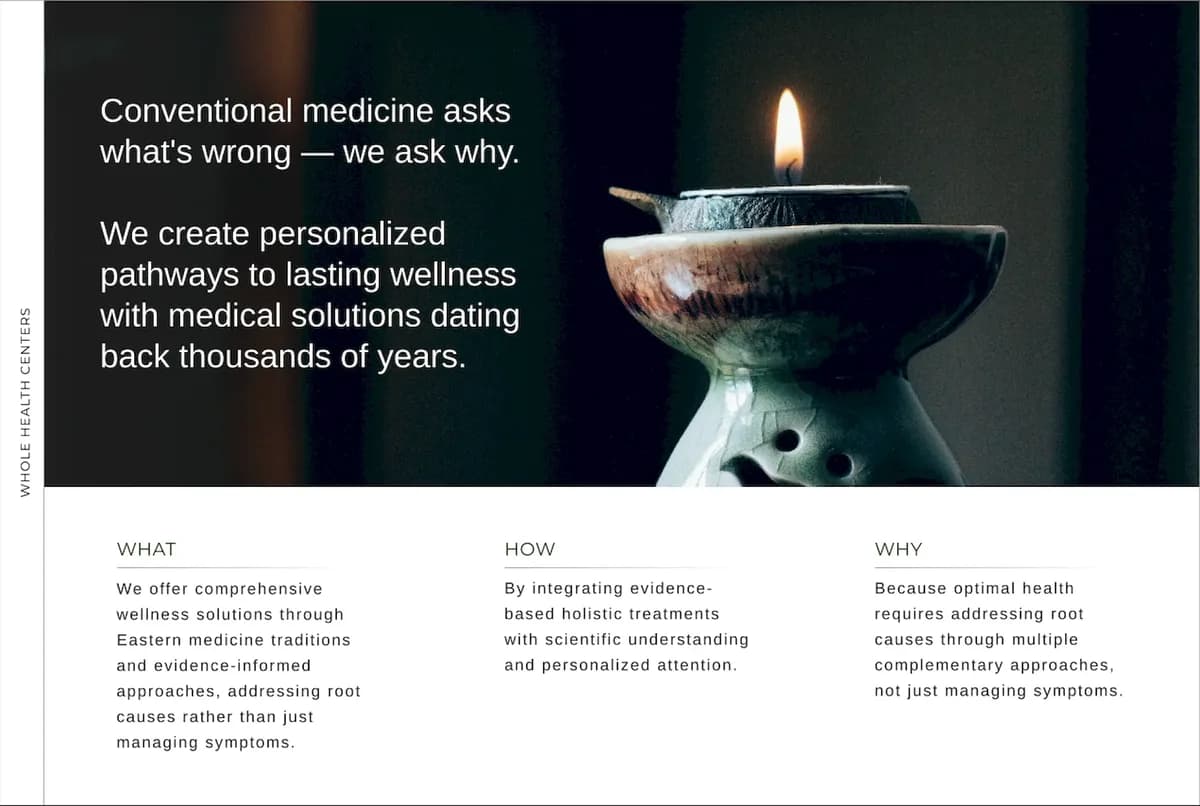 Whole Health Center brand strategy guide, slide 4