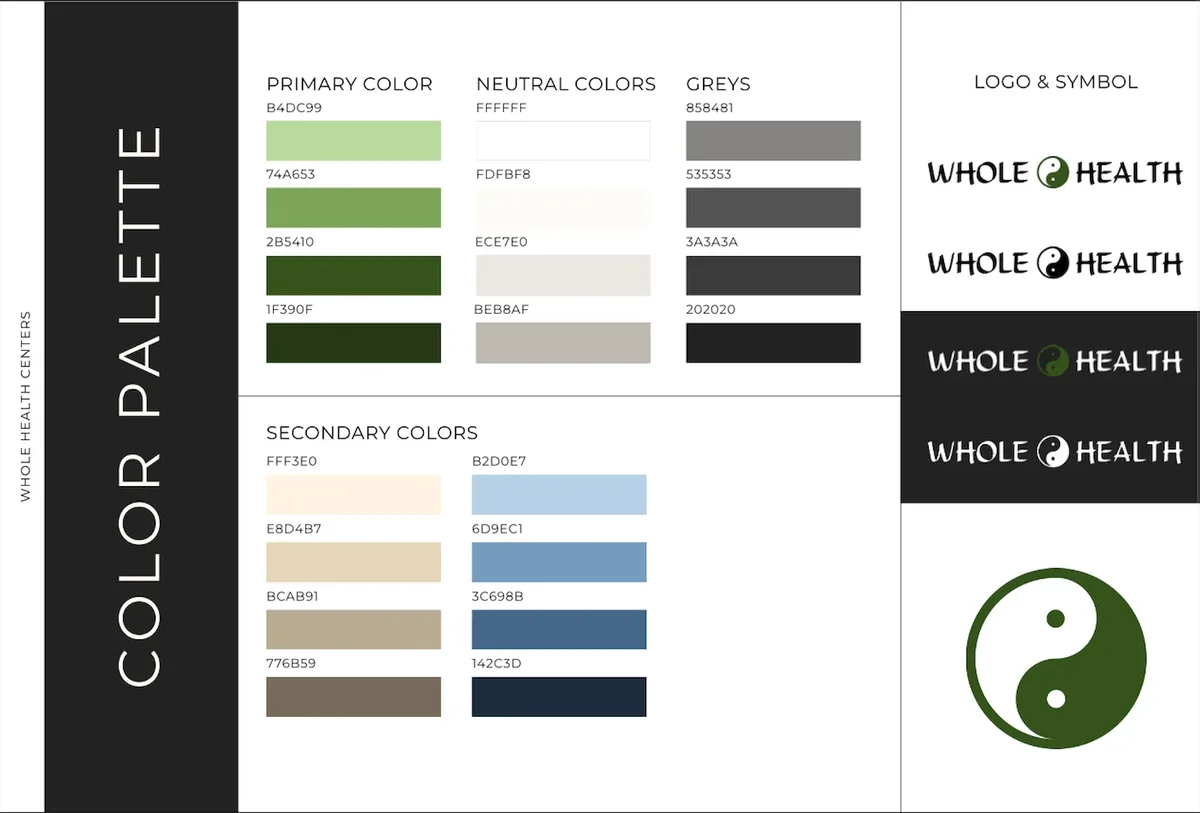 Whole Health Center brand strategy guide, slide 6