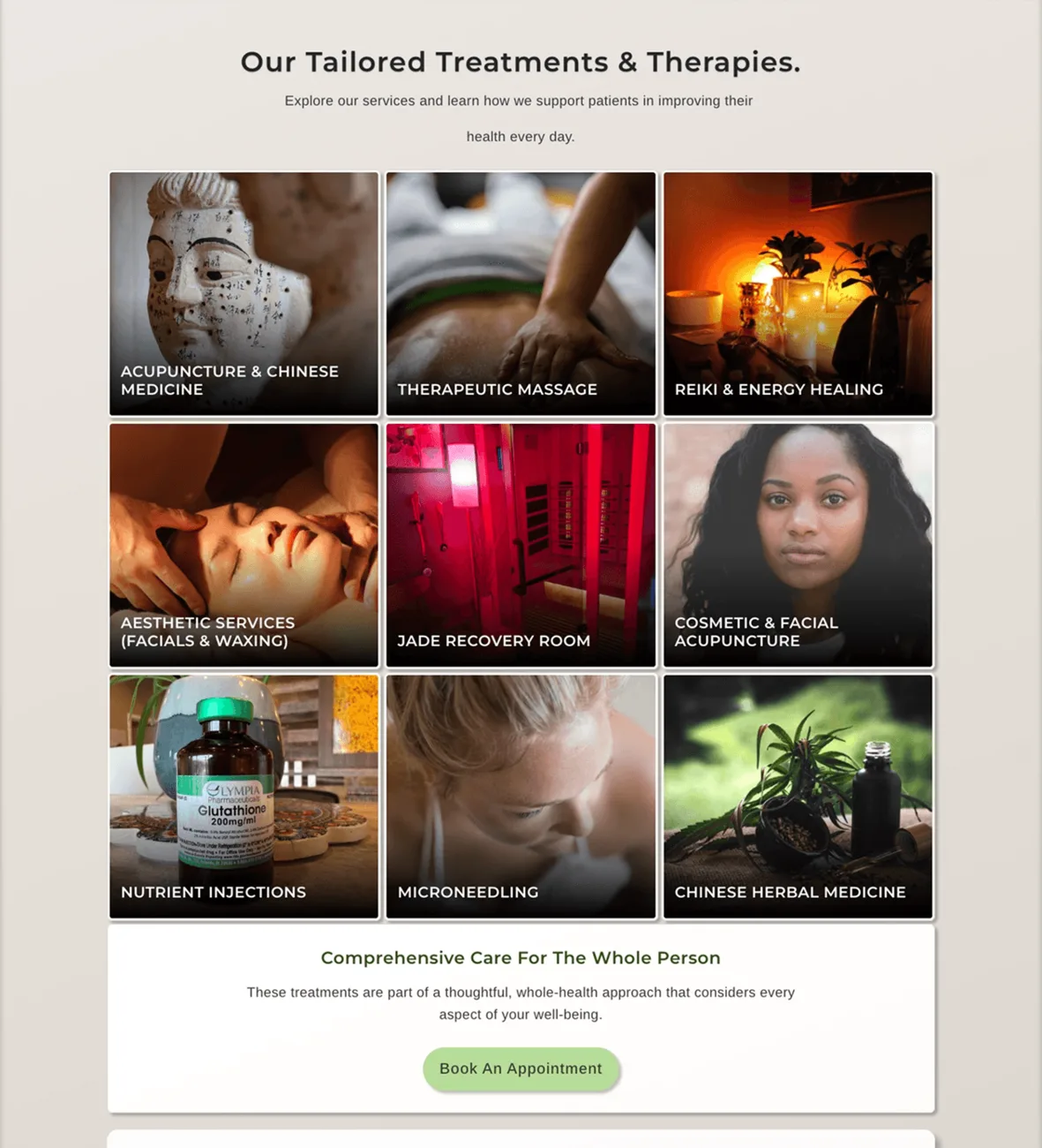 Whole Health Center treatments and therapies page