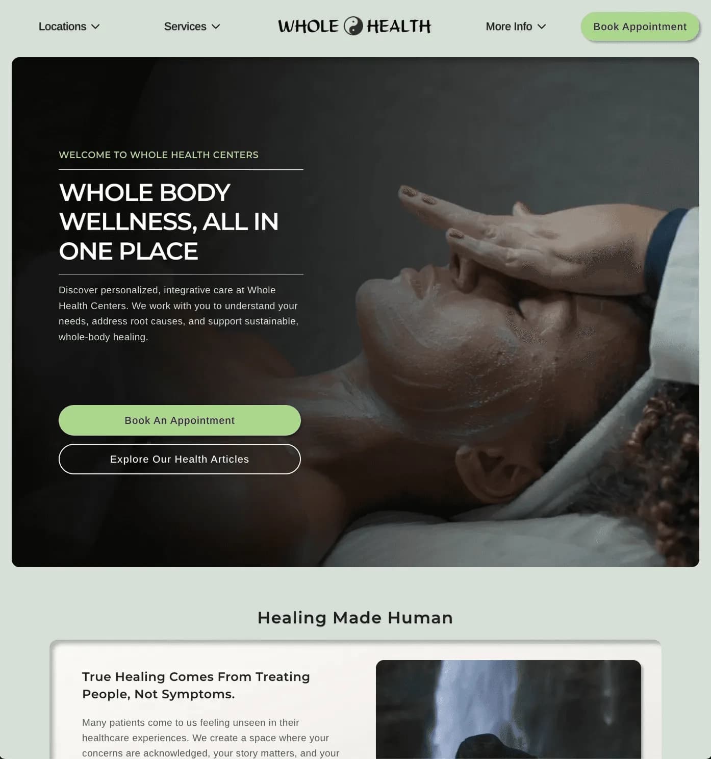 Whole Health Center website after the rebuild